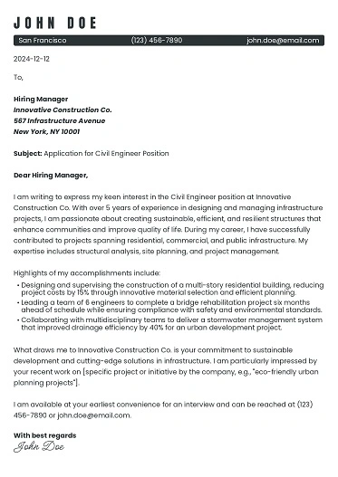 Career Change Cover Letter Template