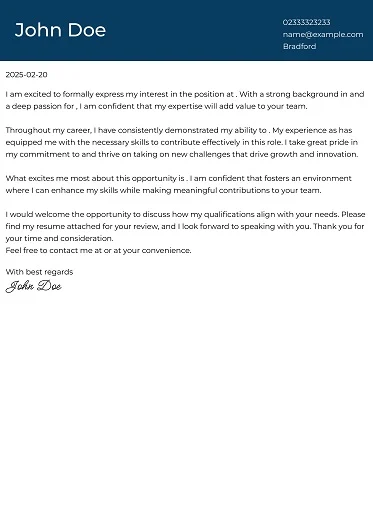 Entry-Level Cover Letter Template — minimalist clean design