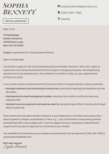 Healthcare Cover Letter Example