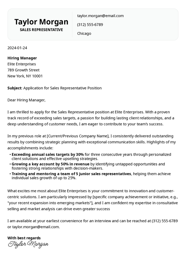 ATS cover letter template