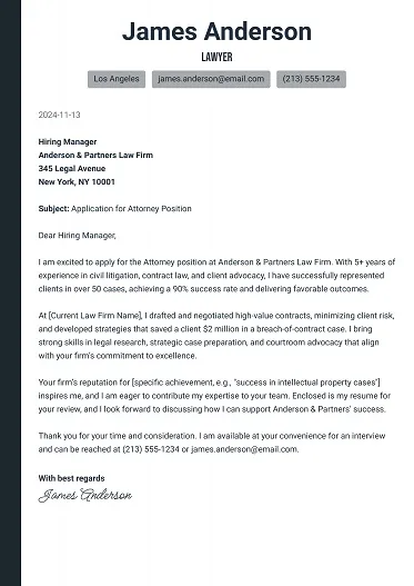Executive and Senior Manager Cover Letter Template