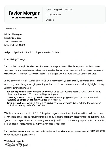Sales and Marketing Cover Letter Template